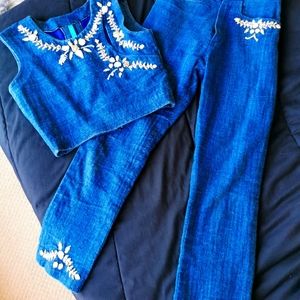 Indigo top & high waisted pants